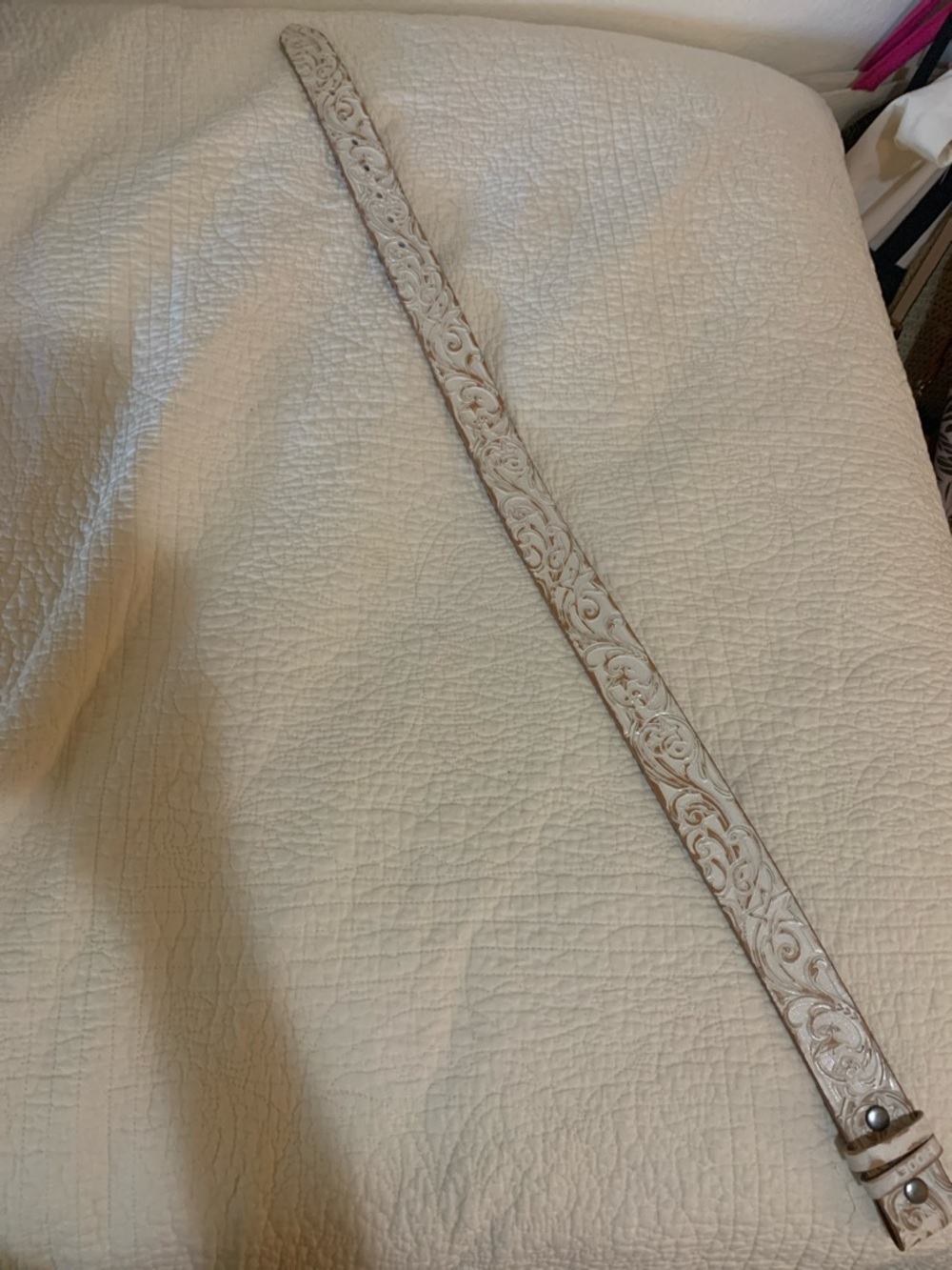 Hooey White Tooled Leather Women's Belt